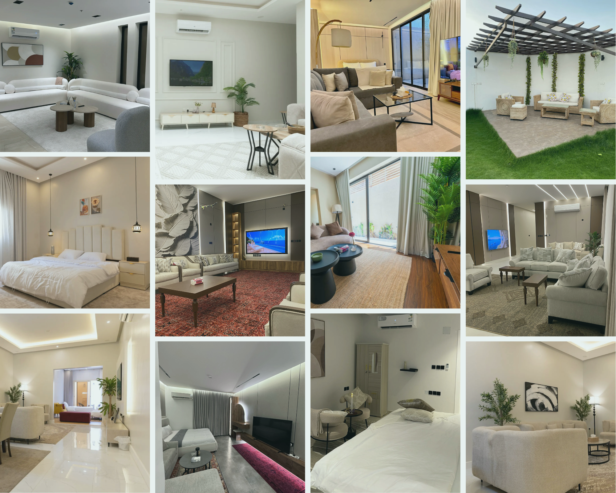 Liwanee app screens showing modern vacation home booking experience in Saudi Arabia